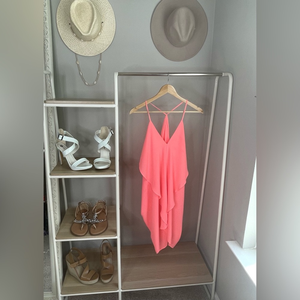 Neon orangey pink flowy dress